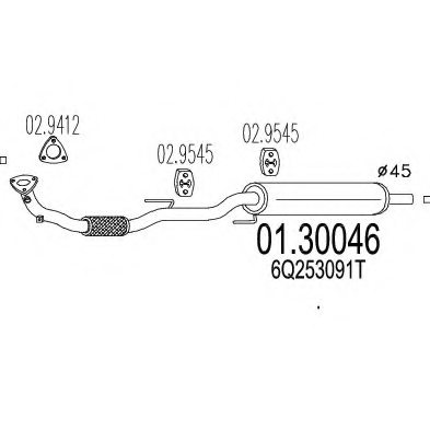 MTS 01.30046 Front Silencer
